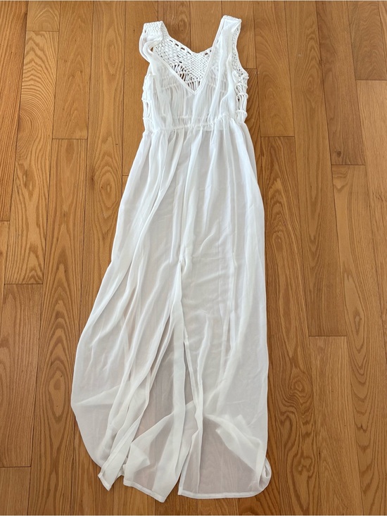 Dresses & Skirts - White Crochet Detail Maxi Dress coverup